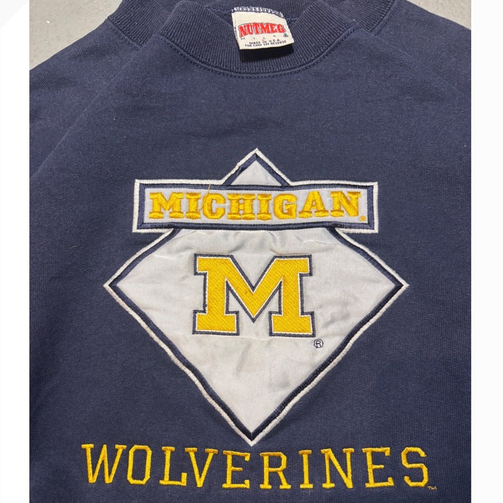 Vintage Michigan Wolverines Crewneck Nutmeg USA Embroidered XL 90s NCAA - Picture 4 of 8